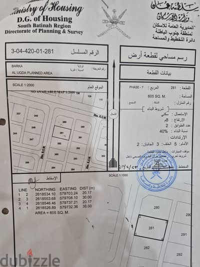 أرض سكنية للبيع في بركاء - العقدة 606 م2