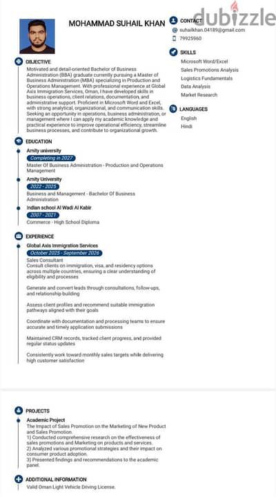 BBA graduate With Experience looking for a job