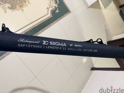 Shakespeare Sigma 8ft Spinning Fishing Rod – 3 Piece with Bag