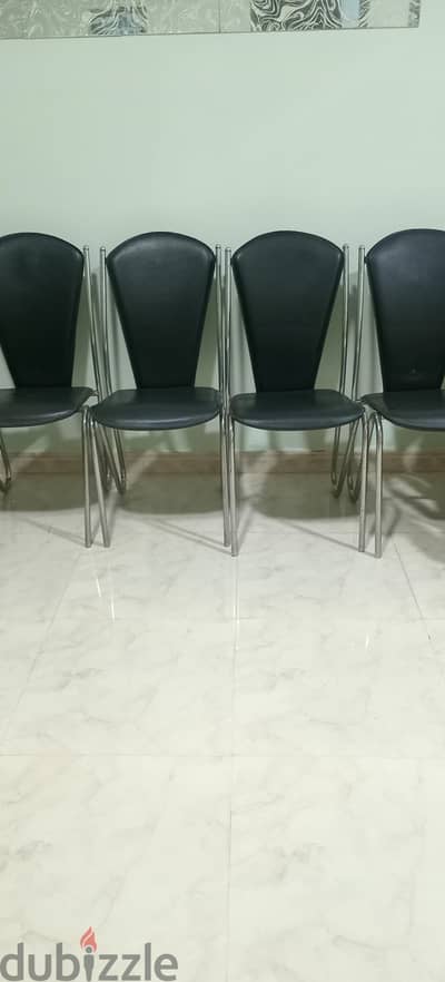 4 dining chairs black rexin