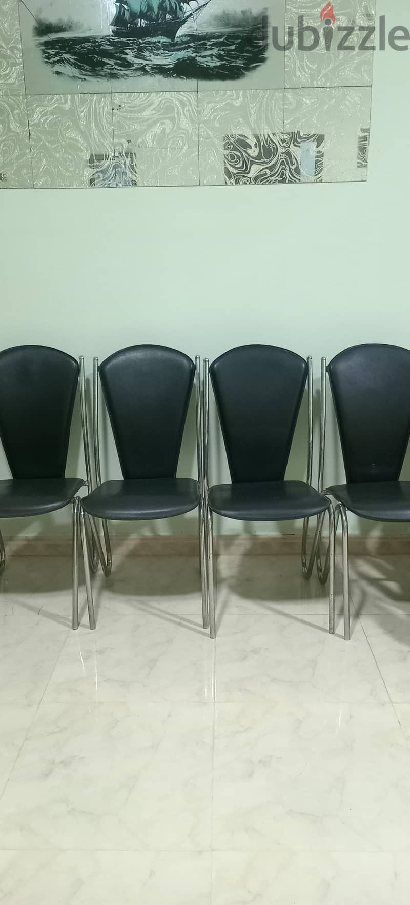 4 dining chairs black rexin 1
