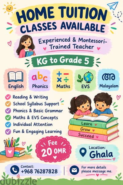 HOME TUITION AVAILABLE IN GHALA, MUSCAT!