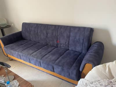 Sofa Bed-Blue & off white (2 available)