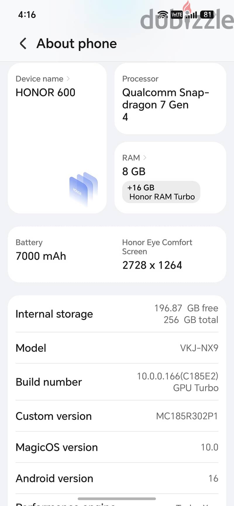 FOR SALE – HONOR 600 5G 3