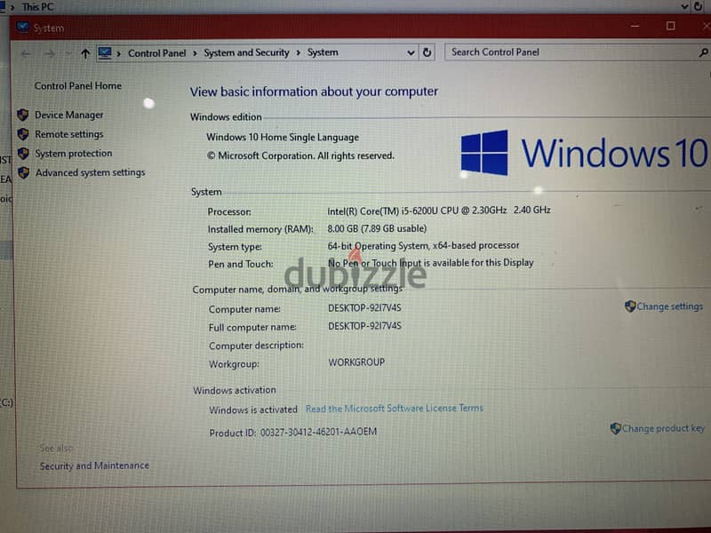 HP Notebook i5-6200U windows 10 pro 6