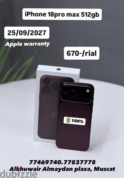 iPhone 18 Pro Max 512GB battery 100% 2 week used amazing condition