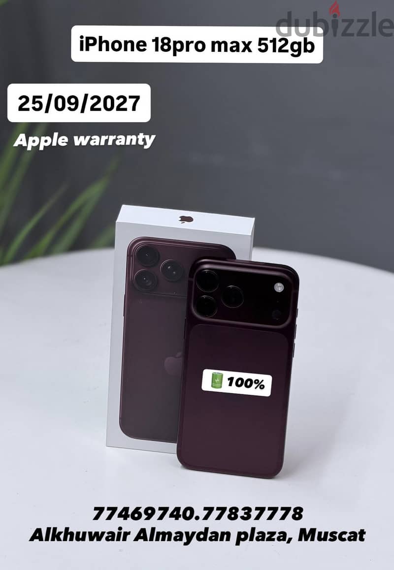 iPhone 18 Pro Max 512GB battery 100% 2 week used only 1