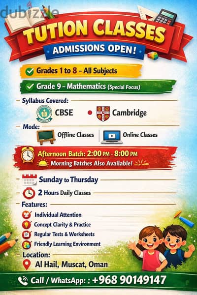 Tuition and Summer camp for Children's