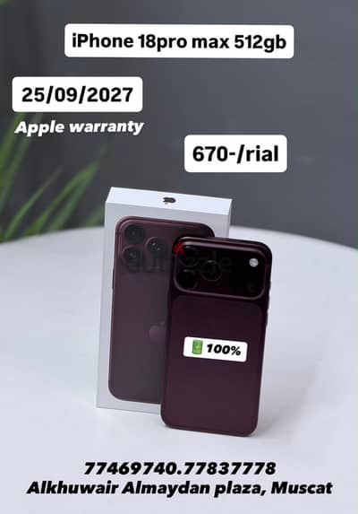Apple - iPhone 18 Pro Max 512 GB- ايفون -Good and Best device-Warranty