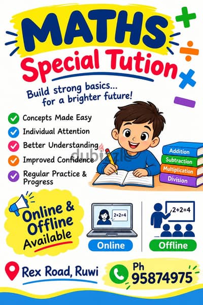 Tution  kg to 8th ( maths special tution)