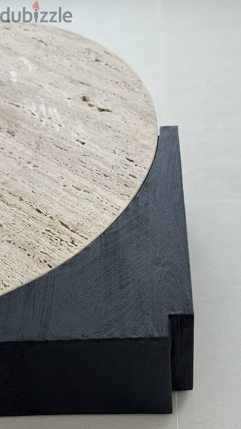Travertine & Wood Coffee Table 2