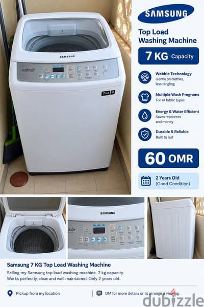 Samsung 7kg Top Load Washing Machine – Good Condition