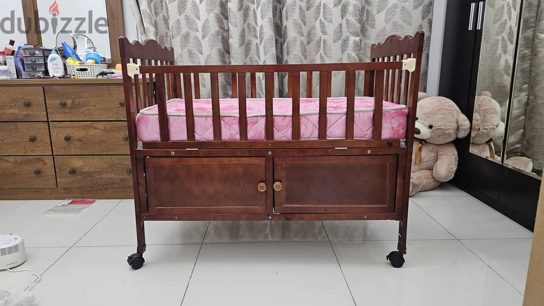 Baby Crib with side opening and bed and storage Hardly used negotiable 2