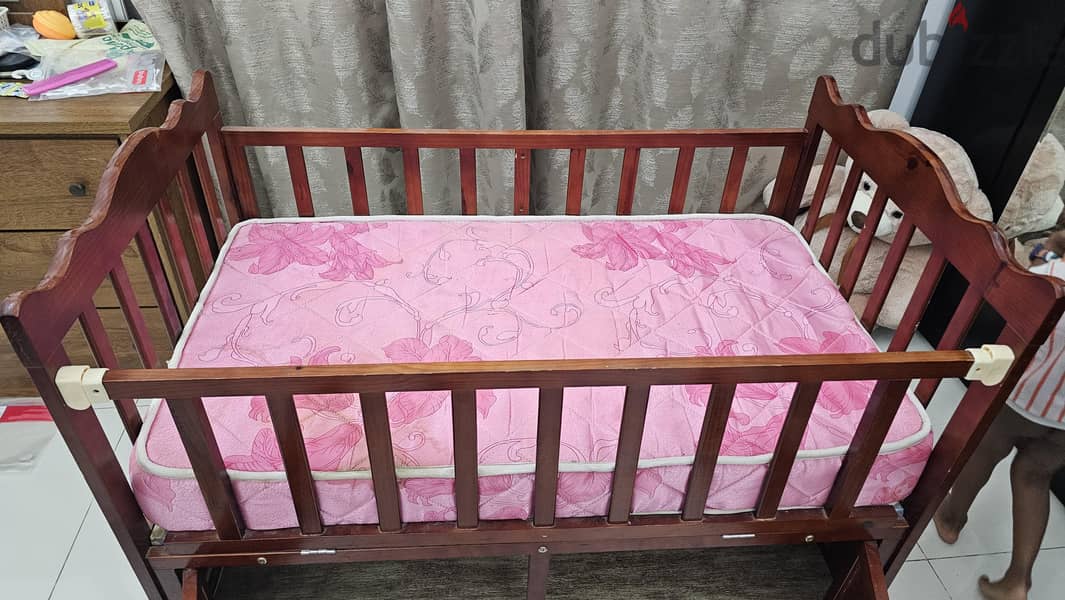 Baby Crib with side opening and bed and storage Hardly used negotiable 4