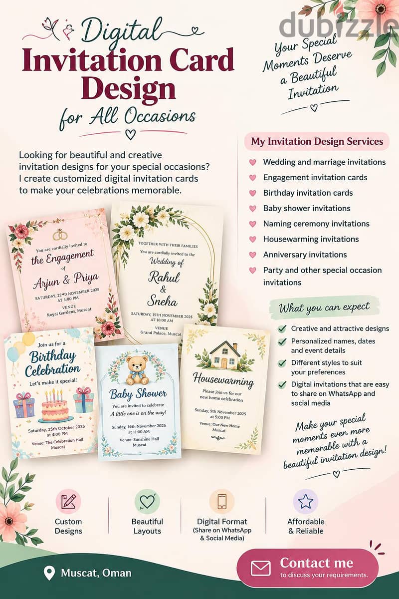 Digital Invitation Card Designer Starting from 2 OMR 1
