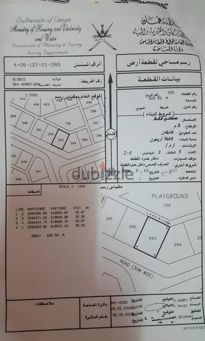 أرض لبيع موقع ممتاز جدا مع توفر الخدمات
