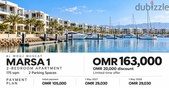 2BR Apartment in Marsa 1, Al Mouj | 175 sqm | Payment Plan