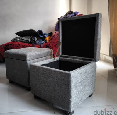 Fabric Storage Ottoman Stools