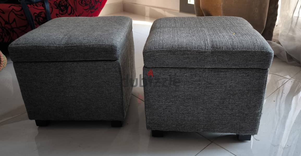 Fabric Storage Ottoman Stools 1