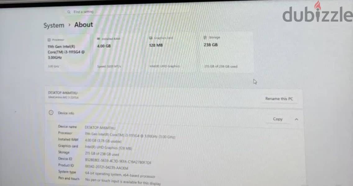 For sale Lenovo desktop i3 4