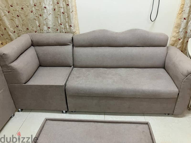 Freshly Refurbished 6+2 Majlis L-Shape Corner Sofa Set + Matching Ottoman Table (Pristine Condition) 7