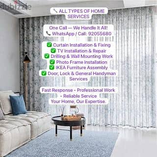 curtain/TV/photo fix in wall/IKEA fix,carpenter work/drilling work/etc 3