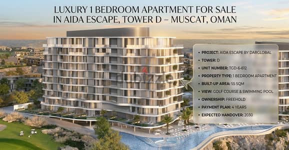 Luxury 1 Bedroom Apartment for Sale in AIDA Escape, Tower D | Freehold  |  Golf & Pool View