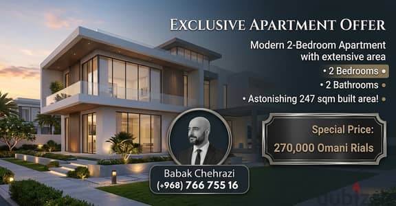 Expansive 247 sqm 2BHK Apartment in Al Mouj | 1st Floor | 270,000 OMR