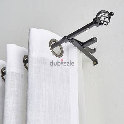 matte black double curtain rod setup Extendable