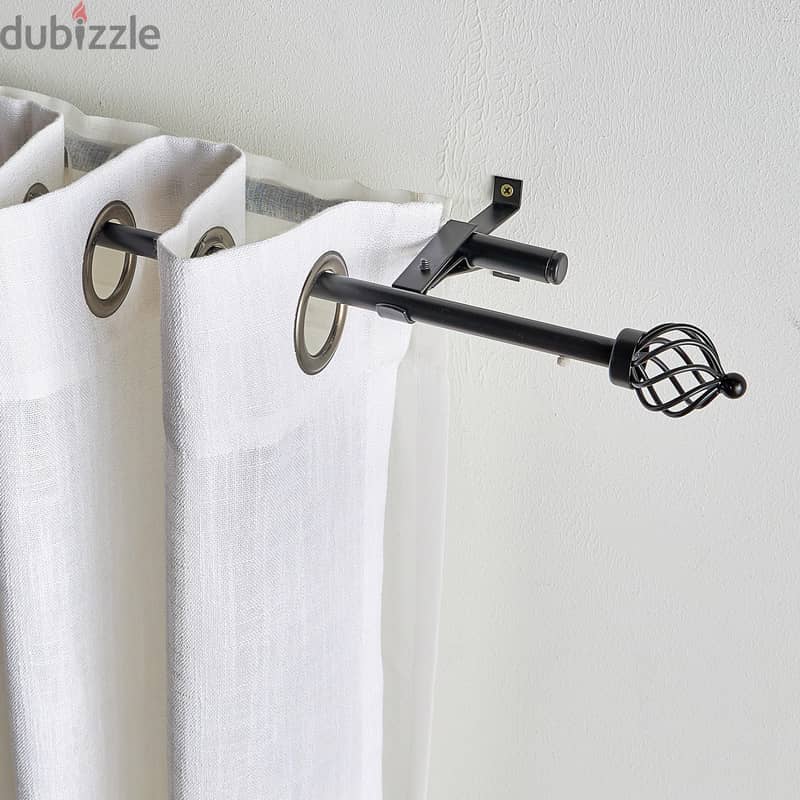 matte black double curtain rod setup Extendable 1