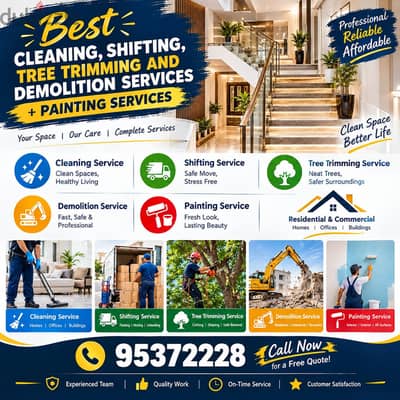 best cleaning, shifting, tree trimming and demolition services
