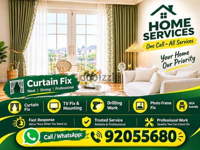 curtain/TV/photo fix in wall/IKEA fix,carpenter work/drilling work/etc