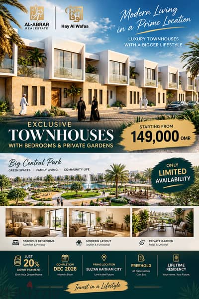 .  OWN TODAY, PAY OVER 5 YEARS | Premium Townhouse | Sultan Haitham City | 5 year
