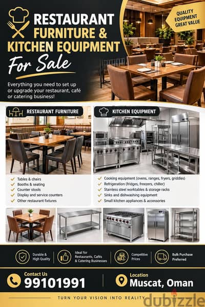 restaurant furniture and kitchen equipment for sale