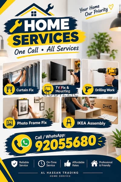 curtain/TV/photo fix in wall/IKEA fix,carpenter work/drilling work/etc