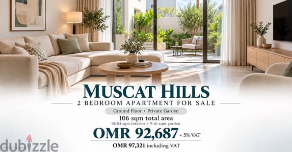 2BR Apartment with Private Garden for Sale | Muscat Hills | 106 sqm