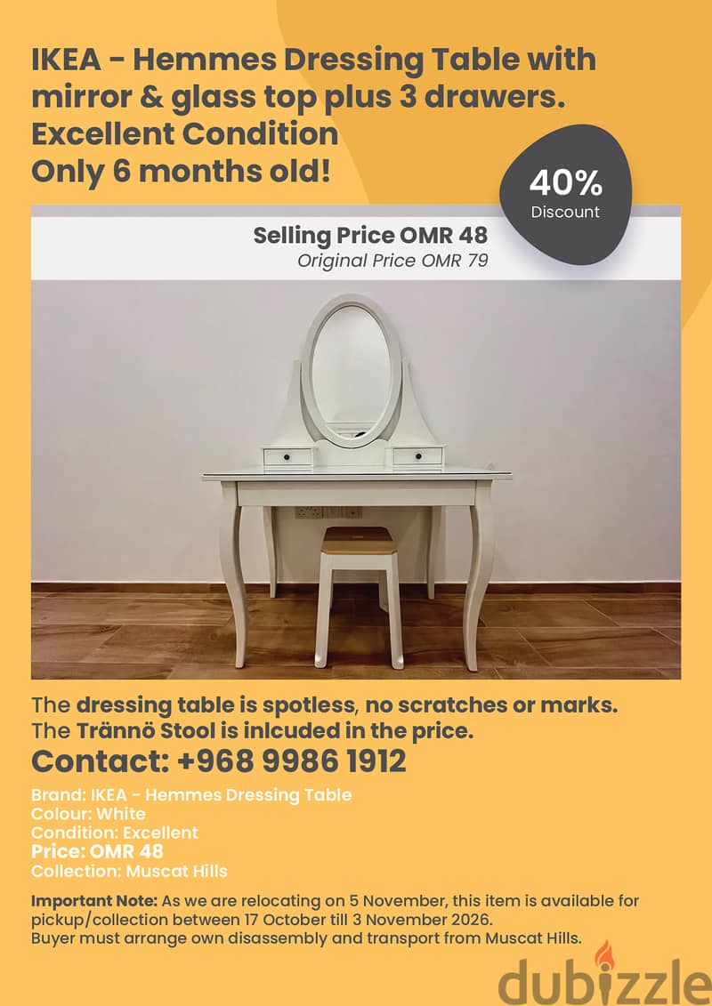 Relocation Sale - 40% discounted prices - Muscat Hills 2