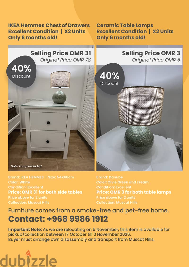 Relocation Sale - 40% discounted prices - Muscat Hills 3