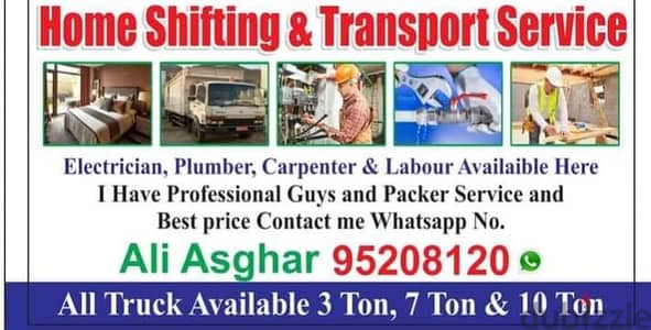 home shifting and transportation services available