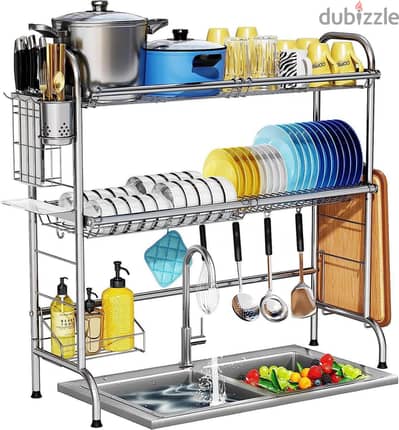 2-Tier Stainless Steel Over-The-Sink Dish Drying Rack