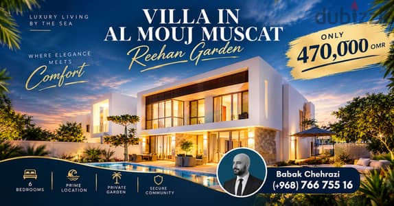 Incredible Deal! 6BR Villa in Reehan Gardens, Al Mouj | Only 470,000 OMR