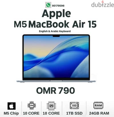 M5 Macbook Air 15 inch 24GB RAM 1TB SSD for sale.