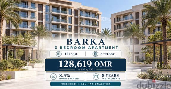 3BR Apartment for Sale in Barka | 151 SQM | 8-Year Payment Plan