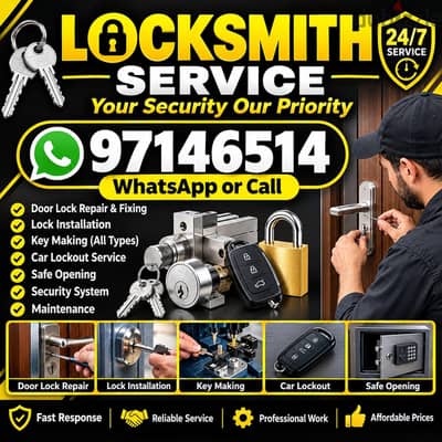 door lock replacement repair open and fix whtsap or call 97146514