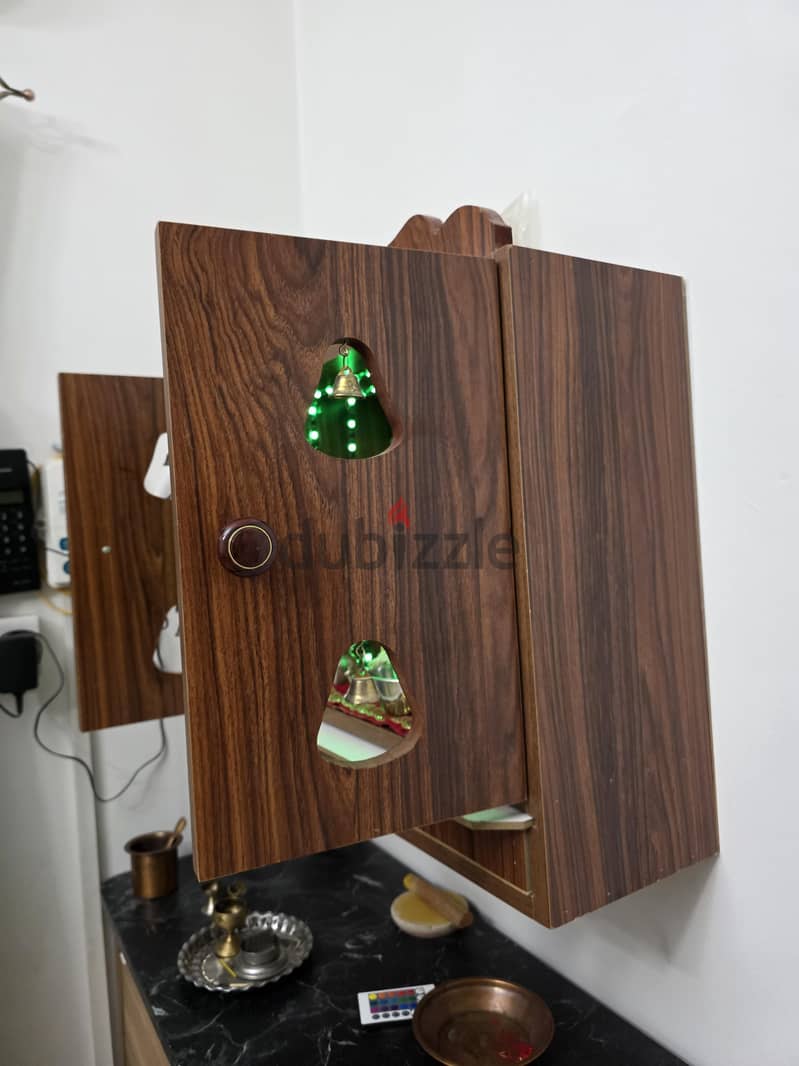 Wooden Wall-Mounted Home Mandir / Prayer Cabinet / Temple 1