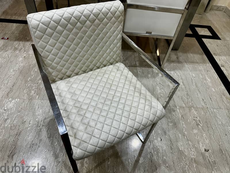 Marina home natural wood table and 4 leather chairs 5