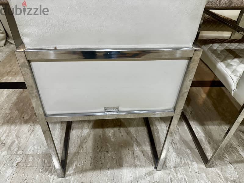 Marina home natural wood table and 4 leather chairs 6