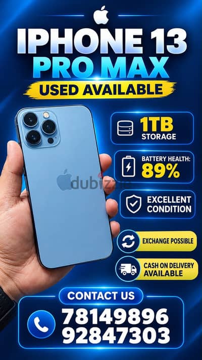 iPhone 13Pro max 1TB 1024 GB storage blue color