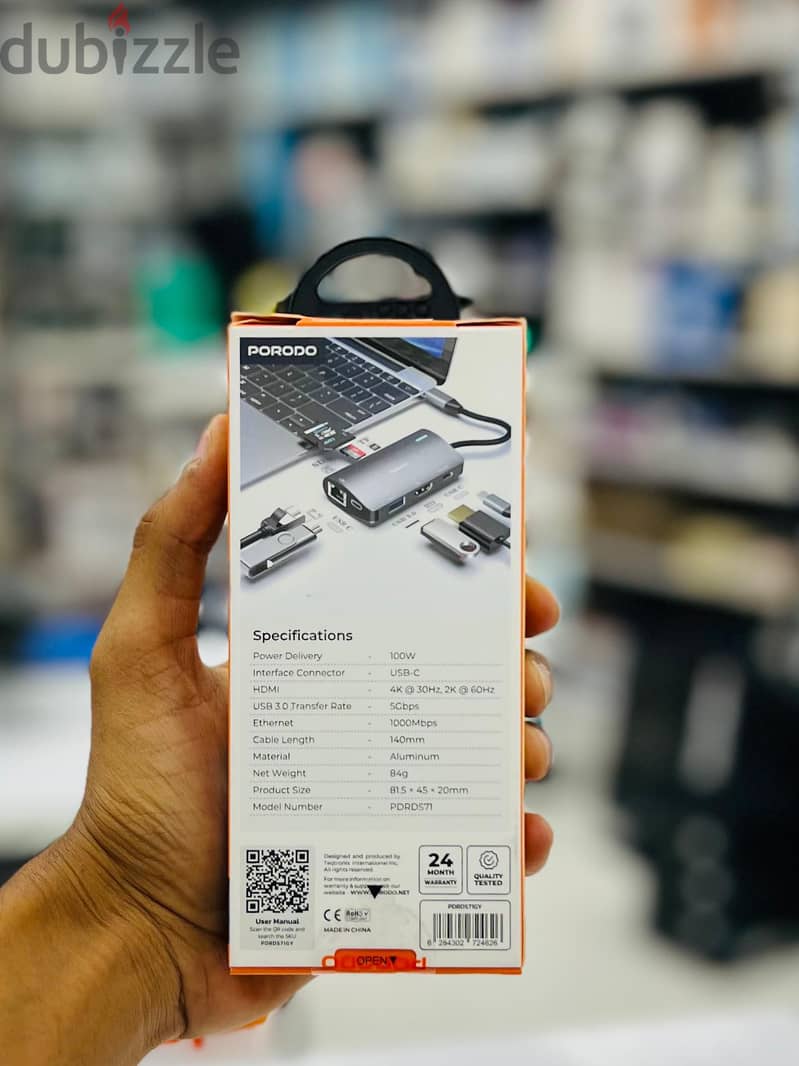 Brand New Porodo USB C Hub in Oman | 4K Ultra HD 1