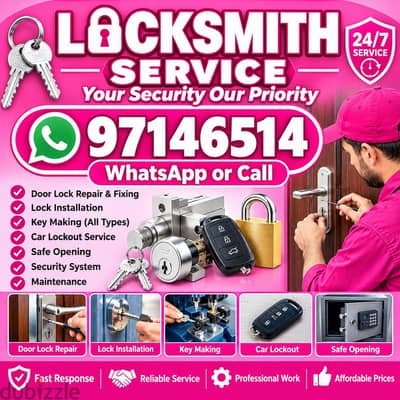 door lock replacement repair open and fix whtsapp call 97146514